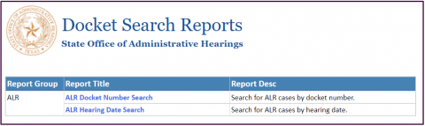 SOAH Docket Search Reports